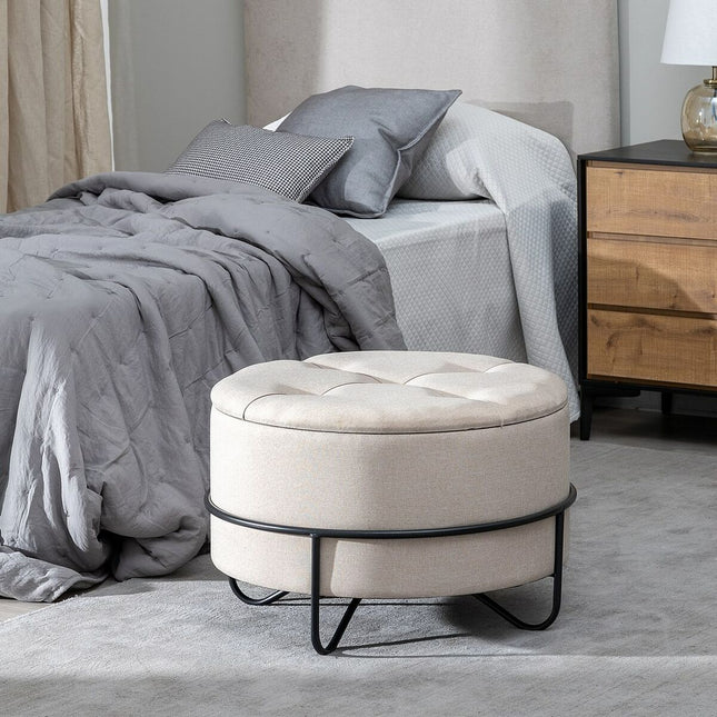 Puff 63 x 63 x 41 cm synthetische Stoffe Beige Metall