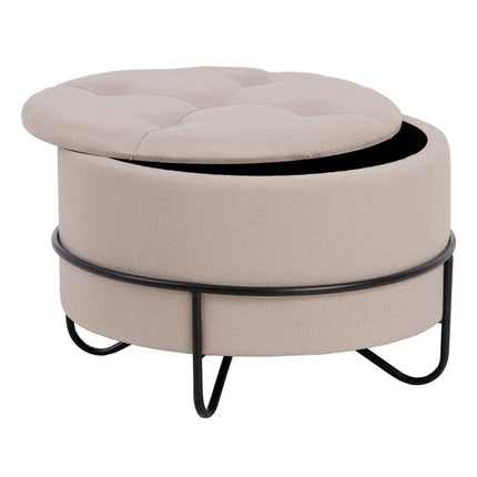 Puff 63 x 63 x 41 cm synthetische Stoffe Beige Metall