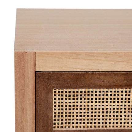 Nachttisch SASHA 40 x 30 x 62,5 cm natürlich Holz Creme Rattan