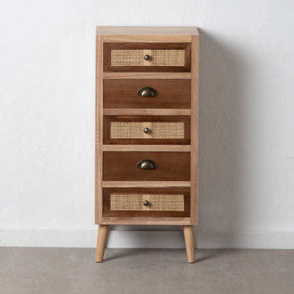 Schubladenschrank SASHA 40 x 30 x 91,5 cm natürlich Holz Creme Rattan