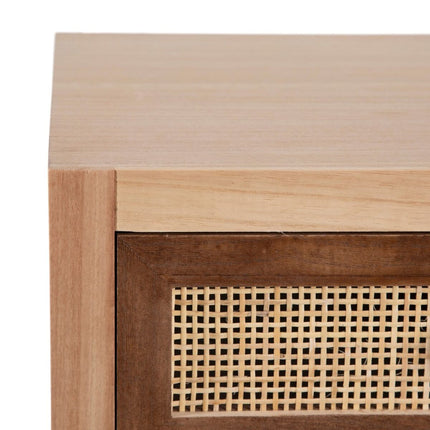 Schubladenschrank SASHA 40 x 30 x 91,5 cm natürlich Holz Creme Rattan