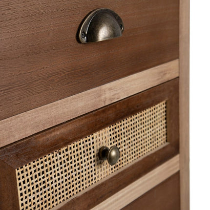 Schubladenschrank SASHA 40 x 30 x 91,5 cm natürlich Holz Creme Rattan
