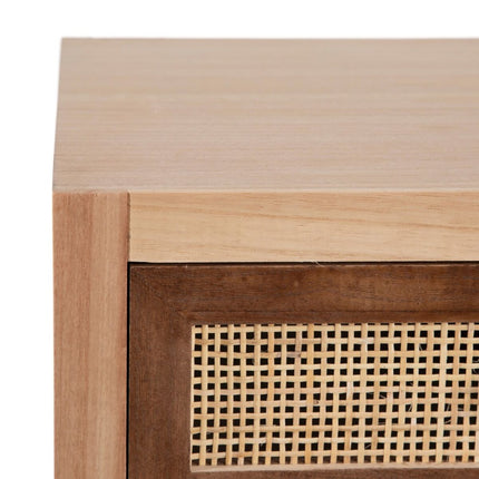 Schubladenschrank SASHA 75 x 30 x 75 cm natürlich Holz Creme Rattan