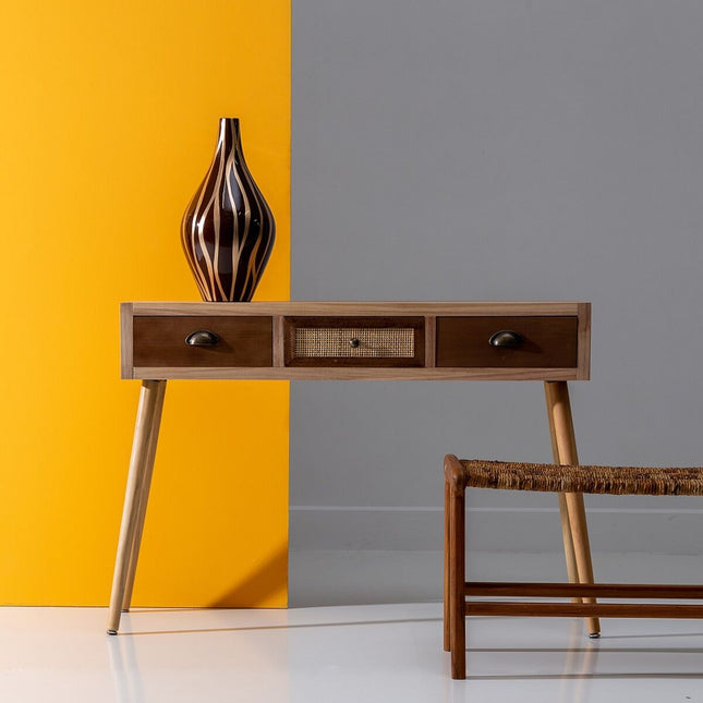 Eingangsbereich SASHA 110 x 30 x 78 cm natürlich Holz Creme Rattan