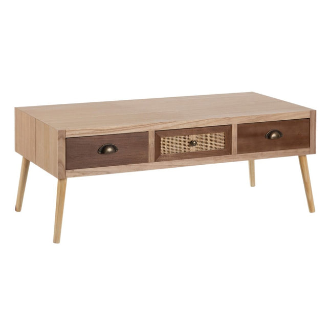 Couchtisch SASHA 110 x 50 x 43 cm Holz Rattan