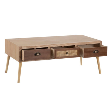 Couchtisch SASHA 110 x 50 x 43 cm Holz Rattan