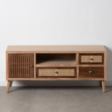 TV-Möbel SASHA natürlich Holz Creme Rattan
