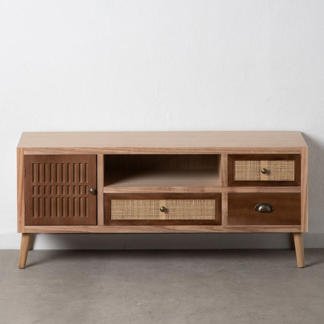 TV-Möbel SASHA natürlich Holz Creme Rattan