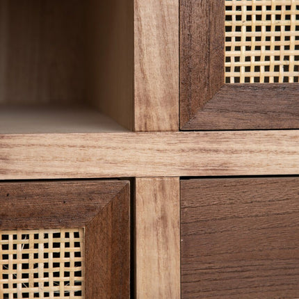 TV-Möbel SASHA natürlich Holz Creme Rattan