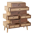 Konsolentisch mit Schubladen SASHA 80 x 33 x 94 cm natürlich Holz Creme Rattan