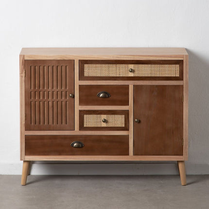 Anrichte SASHA 100 x 33 x 80 cm natürlich Holz Creme Rattan