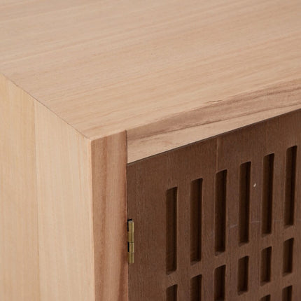 Anrichte SASHA 100 x 33 x 80 cm natürlich Holz Creme Rattan