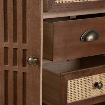 Anrichte SASHA 100 x 33 x 80 cm natürlich Holz Creme Rattan
