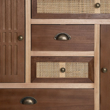 Anrichte SASHA 100 x 33 x 80 cm natürlich Holz Creme Rattan