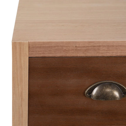 Konsolentisch mit Schubladen SASHA 106 x 33 x 90 cm natürlich Holz Creme Rattan