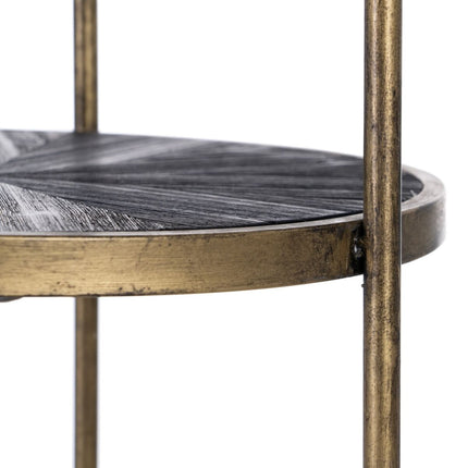 Regal 47,5 x 47 x 152 cm Schwarz Gold Metall Holz