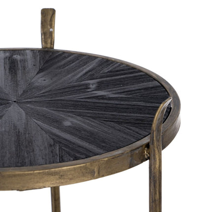 Regal 47,5 x 47 x 152 cm Schwarz Gold Metall Holz
