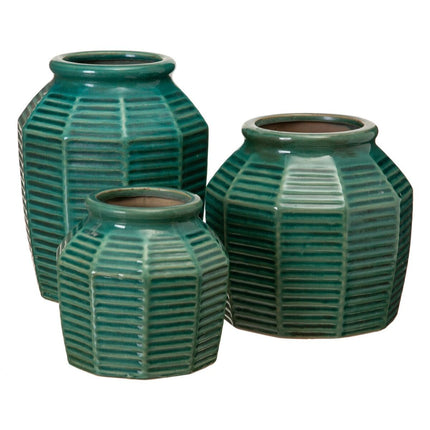 Vase 18,5 x 18,5 x 23 cm aus Keramik Dunkelblau