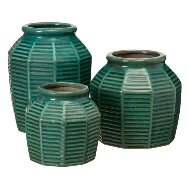 Vase 18,5 x 18,5 x 23 cm aus Keramik Dunkelblau