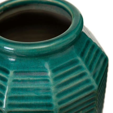 Vase 18,5 x 18,5 x 23 cm aus Keramik Dunkelblau