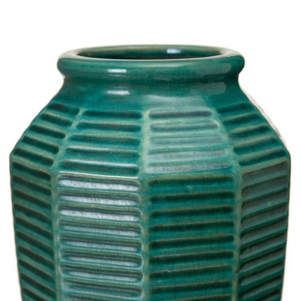 Vase 18,5 x 18,5 x 23 cm aus Keramik Dunkelblau