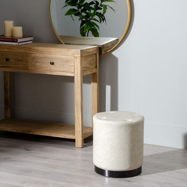 Puff Beige Kunstleder 38 x 38 x 42 cm DMF