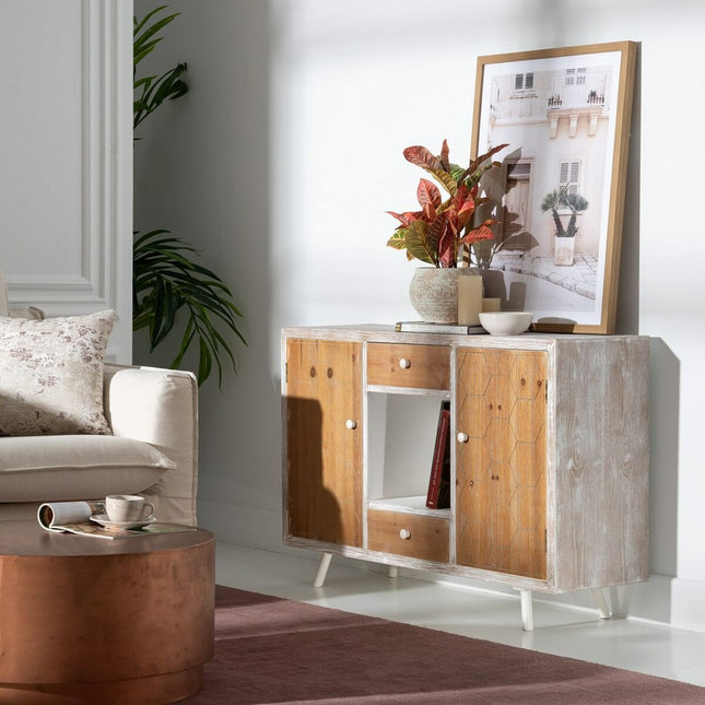 Anrichte COUNTRY natürlich Weiß Tannenholz 120 x 35 x 80 cm Holz MDF