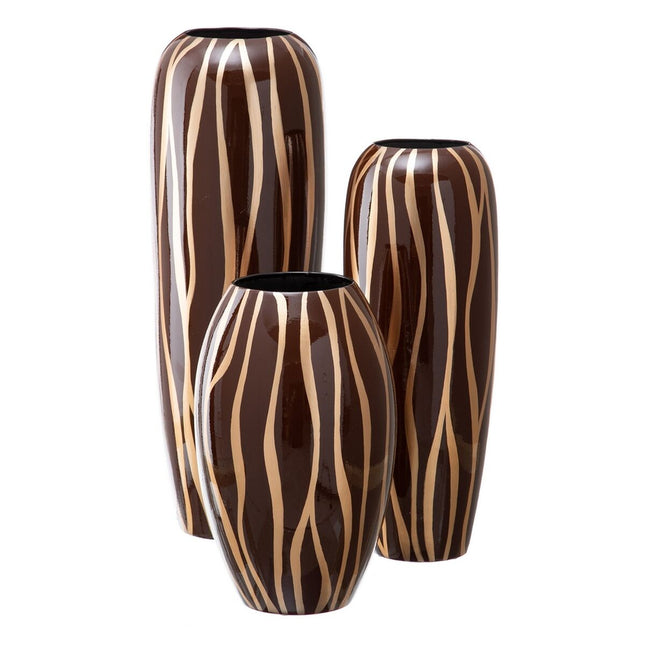Vase Zebra aus Keramik Gold Braun 18 x 18 x 48 cm