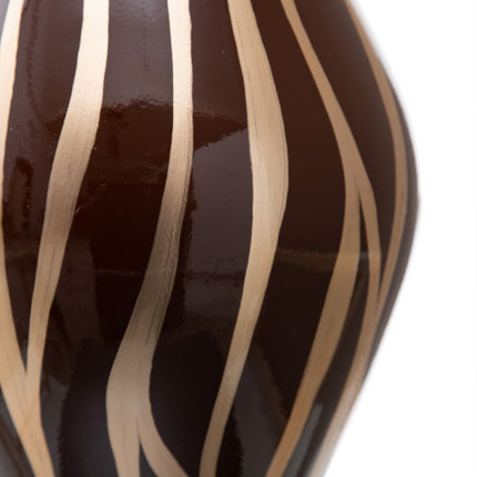 Vase Zebra aus Keramik Gold Braun 23 x 23 x 43 cm