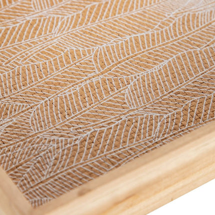 Tablett für Snacks 45 x 31 x 5 cm Bettlaken natürlich Holz Rattan 3 Stücke