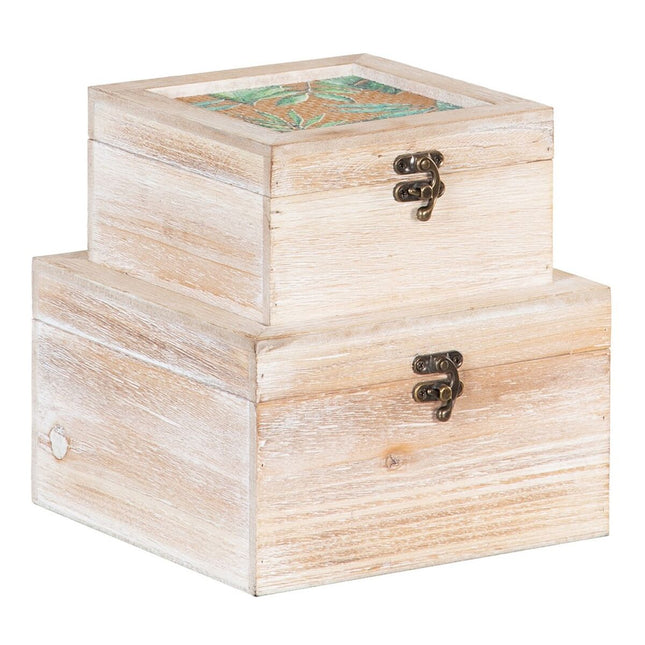 Dekorative Box Bettlaken Rattan 20 x 20 x 12 cm DMF (2 Stück)