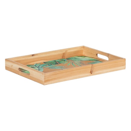 Tablett für Snacks 45 x 31 x 5 cm Bettlaken natürlich Holz Rattan 3 Stücke