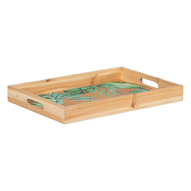Tablett für Snacks 45 x 31 x 5 cm Bettlaken natürlich Holz Rattan 3 Stücke