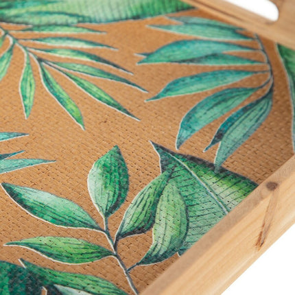 Tablett für Snacks 45 x 31 x 5 cm Bettlaken natürlich Holz Rattan 3 Stücke