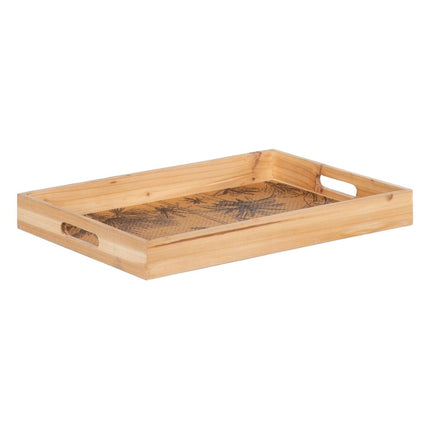 Tablett für Snacks 45 x 31 x 5 cm natürlich Holz Rattan 3 Stücke Palme