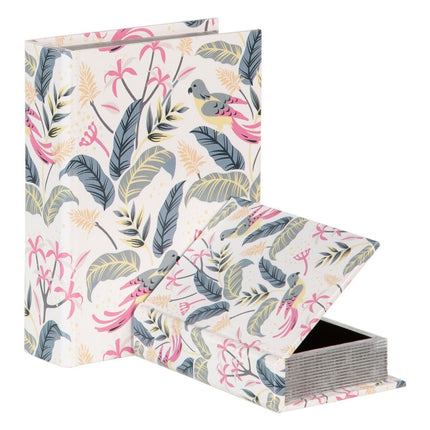 Dekorative Box Fugl Canvas-Stoff 24 x 18 x 6 cm DMF (2 Stücke)