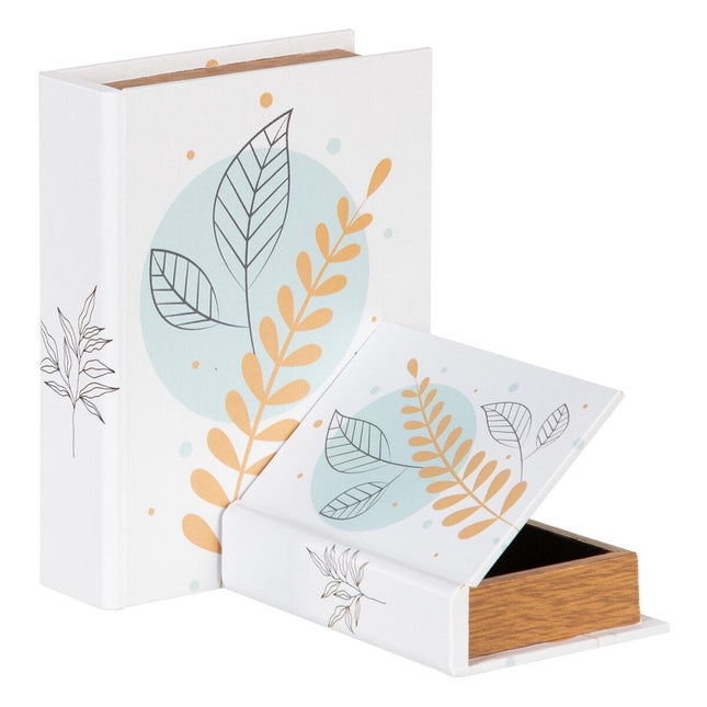 Dekorative Box Canvas-Stoff 24 x 18 x 6 cm DMF Pflanzenblatt (2 Stücke)