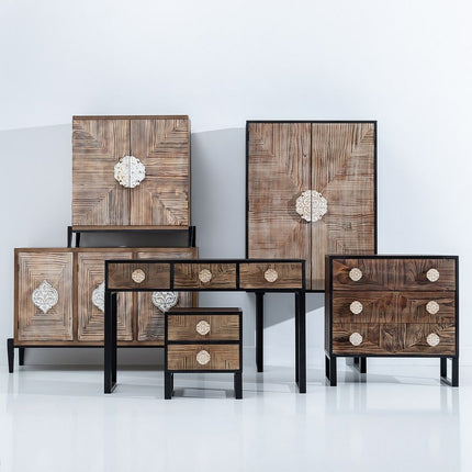 Schubladenschrank BROWNIE Dunkelbraun Tannenholz 80 x 35 x 80 cm Holz MDF