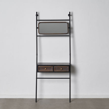 Konsolentisch mit Schubladen BRICK 71 x 34 x 181 cm Kristall Schwarz Gold Metall