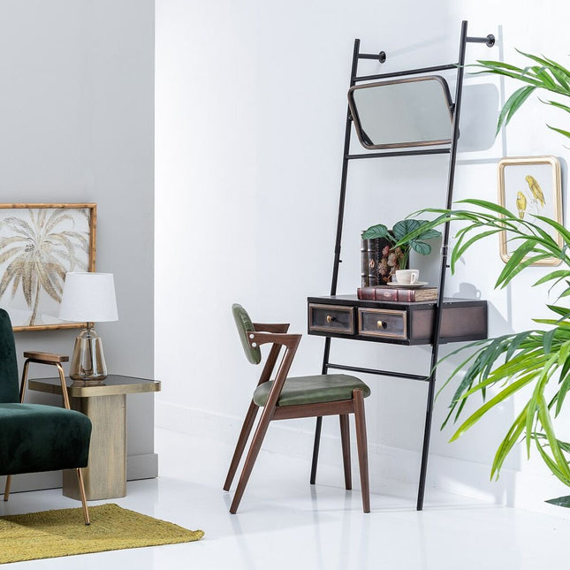 Konsolentisch mit Schubladen BRICK 71 x 34 x 181 cm Kristall Schwarz Gold Metall