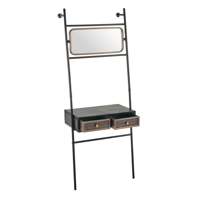 Konsolentisch mit Schubladen BRICK 71 x 34 x 181 cm Kristall Schwarz Gold Metall