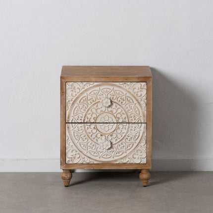 Nachttisch SHABBY CHIC 47 x 43 x 58 cm natürlich Holz Weiß