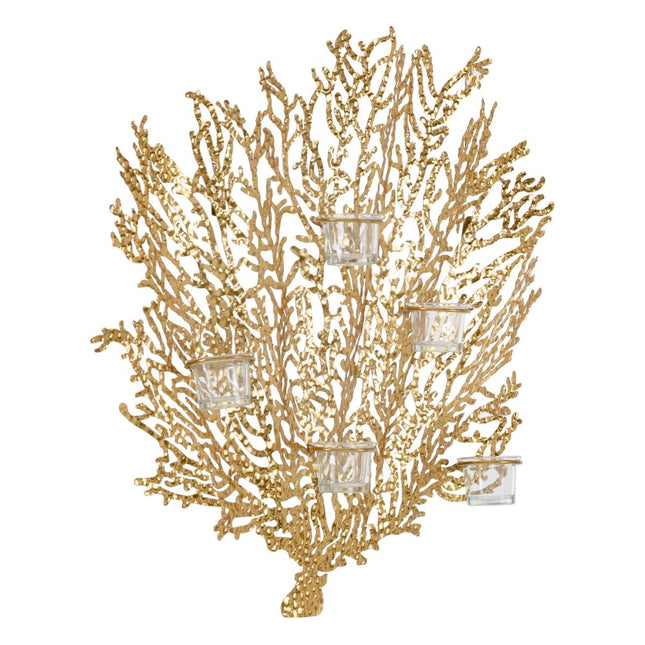 Wanddekoration 58,5 x 8,5 x 55 cm Kristall Gold Metall