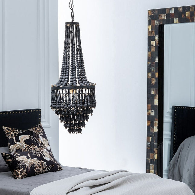 Deckenlampe 35 x 35 x 86 cm Schwarz Metall Holz