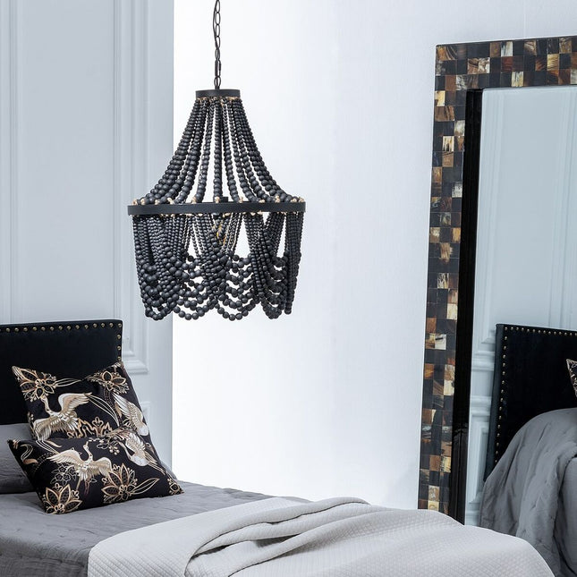 Deckenlampe 48,5 x 48,5 x 62 cm Schwarz Metall Holz