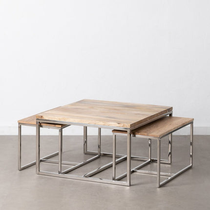Couchtisch 70 x 70 x 41 cm Metall Holz 3 Stück