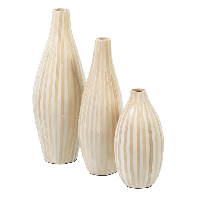 Vase Beige Bambus 15 x 15 x 30 cm