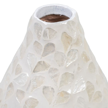 Vase Beige Perlmutt Holz MDF 15 x 15 x 30 cm