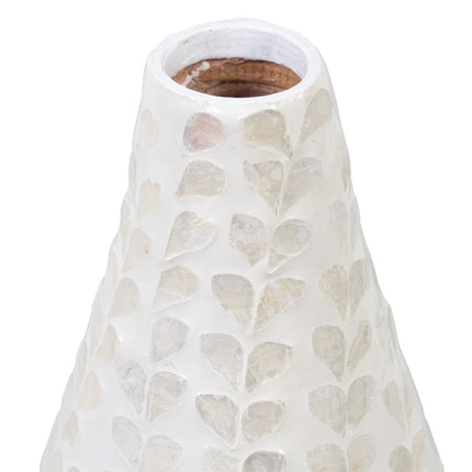 Vase 18 x 18 x 52 cm Beige Perlmutt Holz MDF