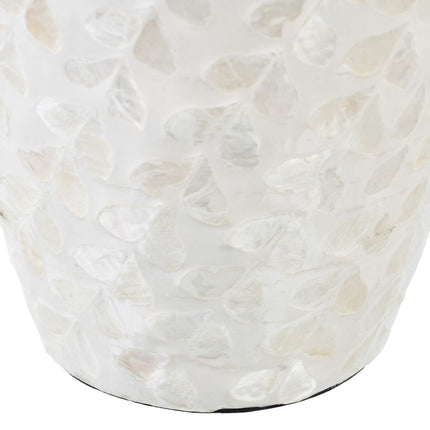 Vase 18 x 18 x 52 cm Beige Perlmutt Holz MDF